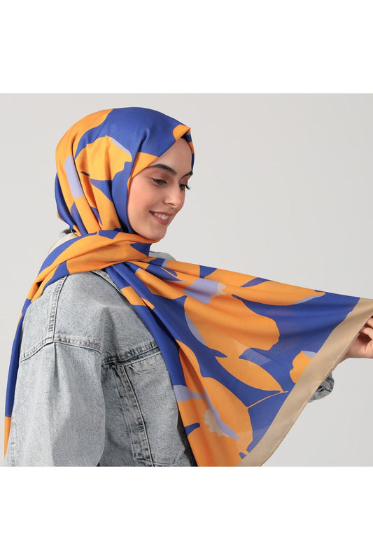 Pamuk İpek Şal - Açelya Desen - Orange
