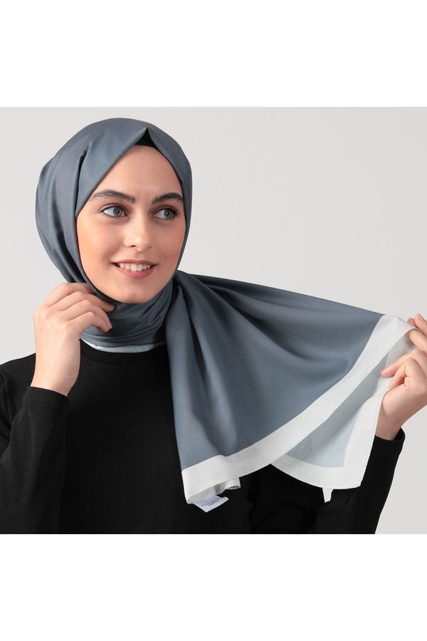 Pamuk Ipek Şal - Düz Renk Şal - Koyu Gri