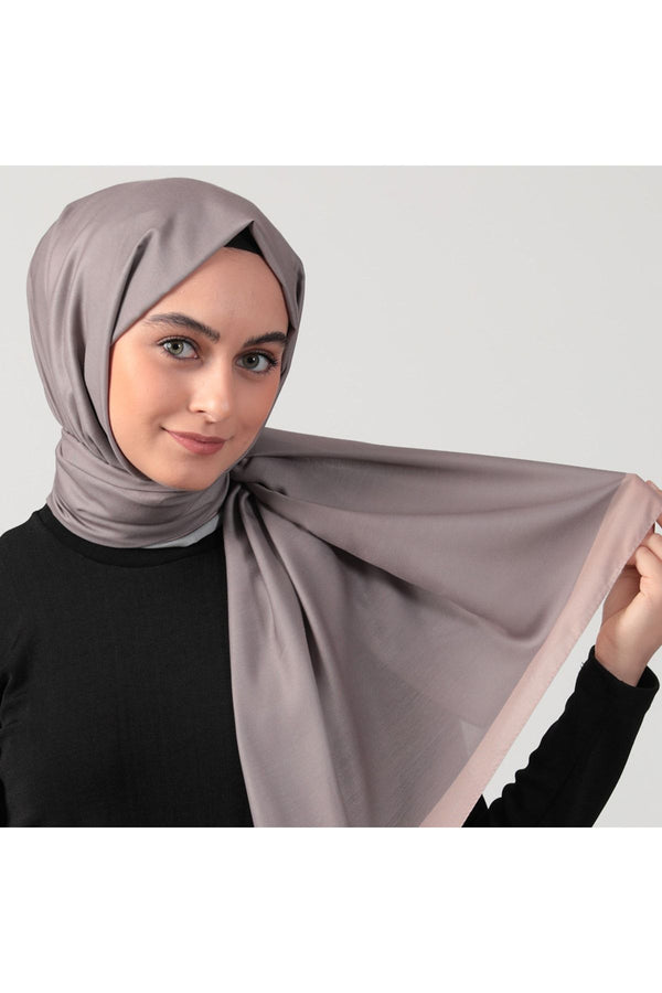 Pamuk İpek Şal - Düz Renk Şal - Vizon