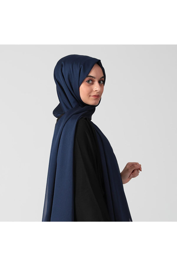 Janjanlı Şifon Şal - Lacivert