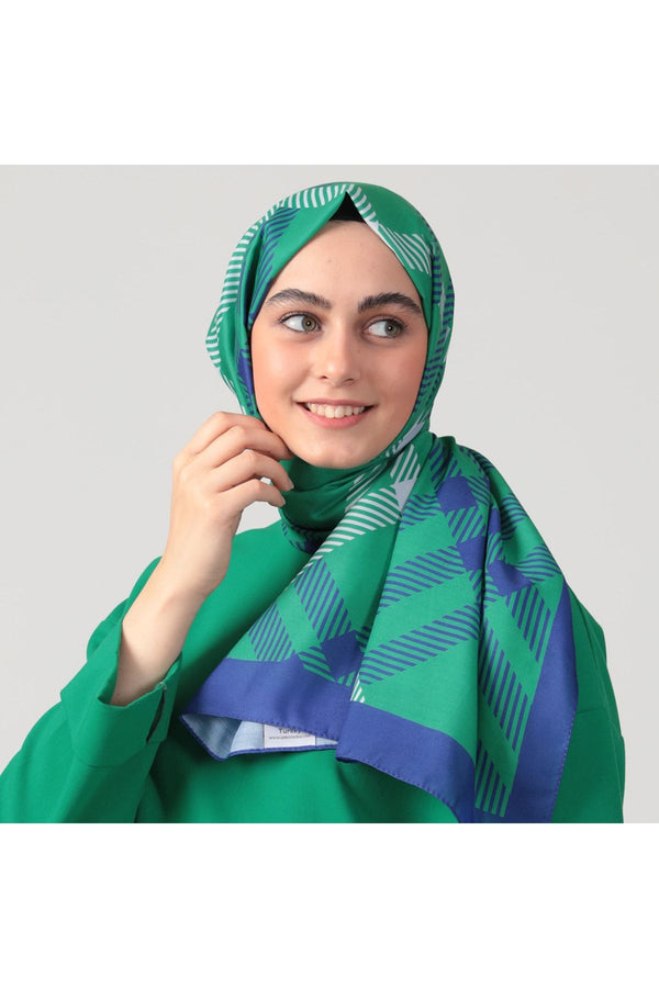 Pamuk Ipek Şal - Ekose Desen - Benetton