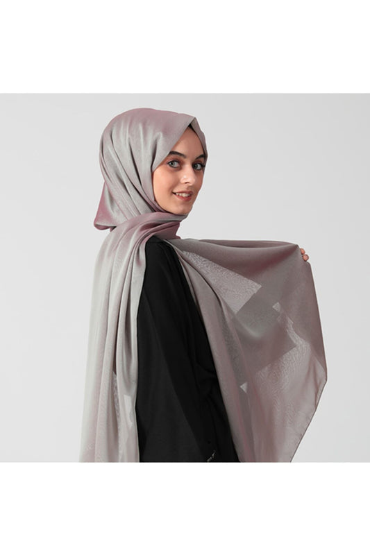 Janjanlı Şifon Şal - Gri Kırmızı