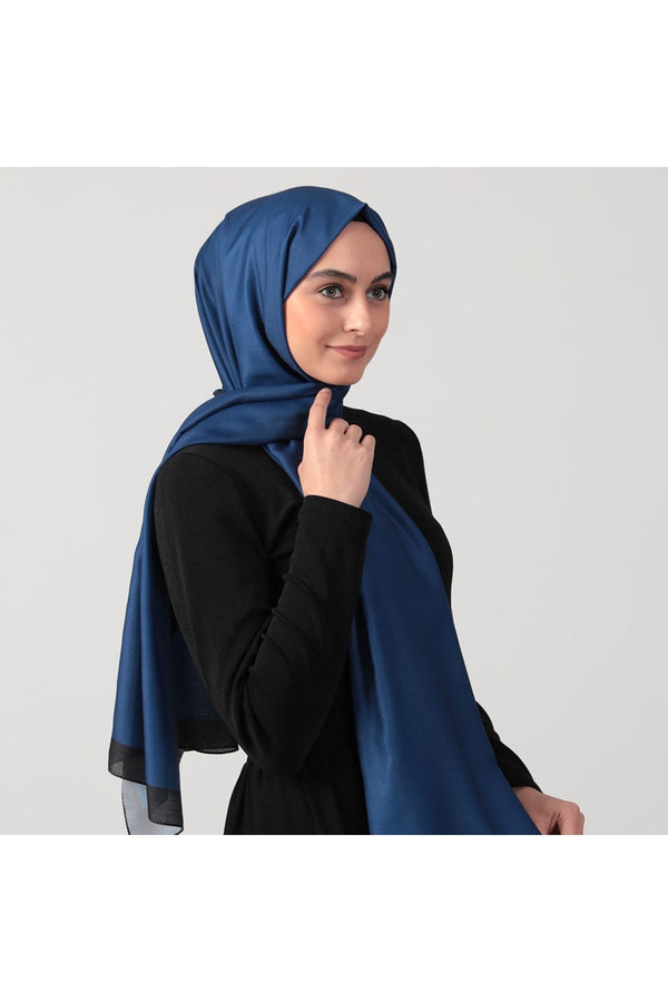 Pamuk Ipek Şal - Düz Renk Şal - Parlament Mavi