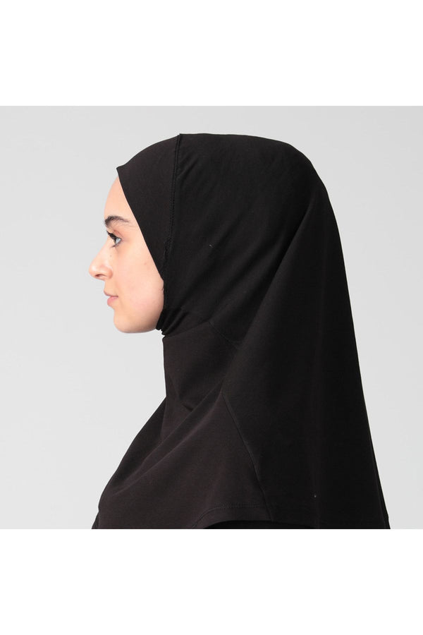 Boyunluklu Hijab Bone - Düz - Siyah