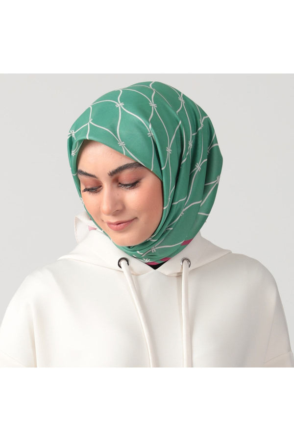 Pamuk Ipek Eşarp - Dalga Desen - Fıstık