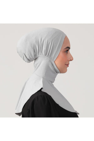 Boyunluklu Hijab Bone - Özel Üretim - Gri