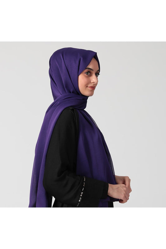 Janjanlı Şifon Şal - Morcivert