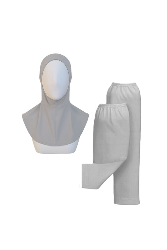 Tesettür Hijab Bone Kolluk Set - Gri