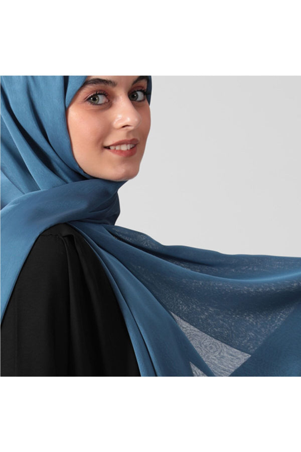 Janjanlı Şifon Şal - Indigo