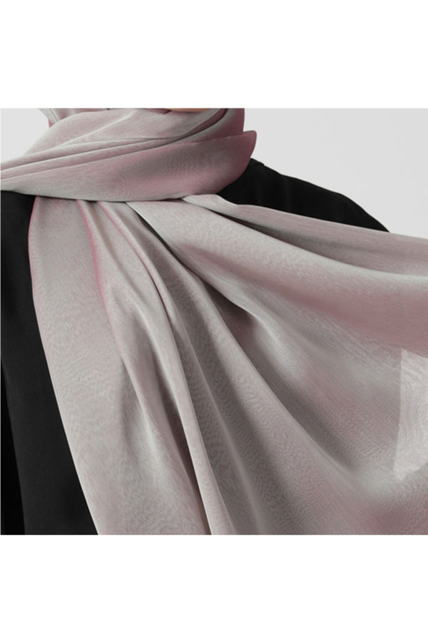 Janjanlı Şifon Şal - Gri Kırmızı