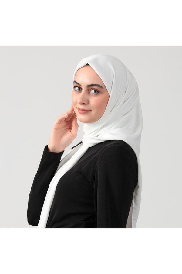 Medine İpeği Eşarp 110 x 110 cm - İnci Beyazı