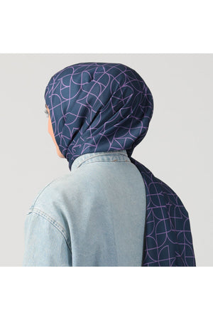 Pamuk Ipek Şal - Geometrik Desen - Mor