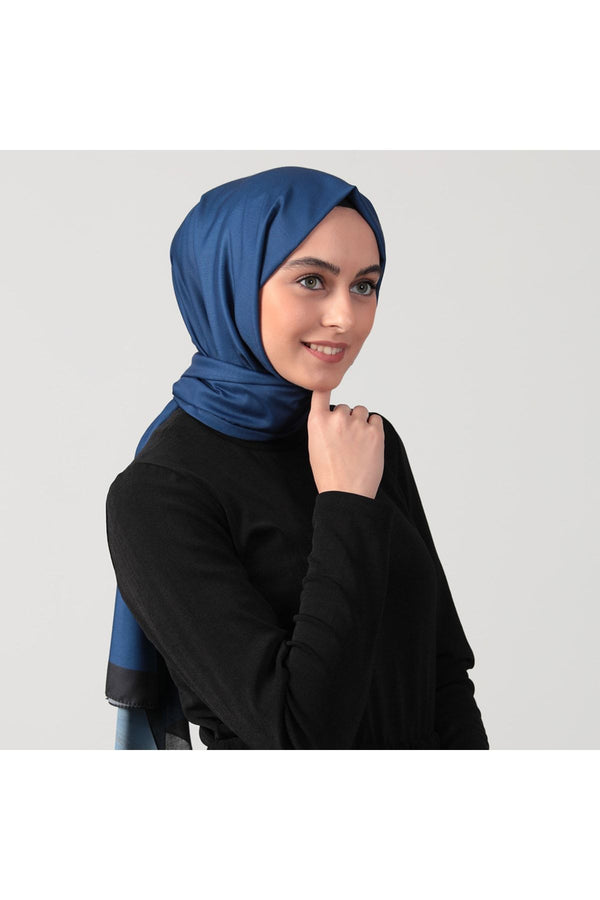Pamuk Ipek Şal - Düz Renk Şal - Parlament Mavi