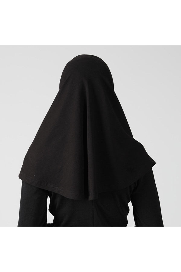 Boyunluklu Hijab Bone - Düz - Siyah