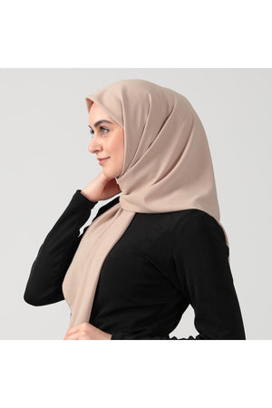 Medine İpeği Eşarp 110 x 110 cm - Koyu Bej