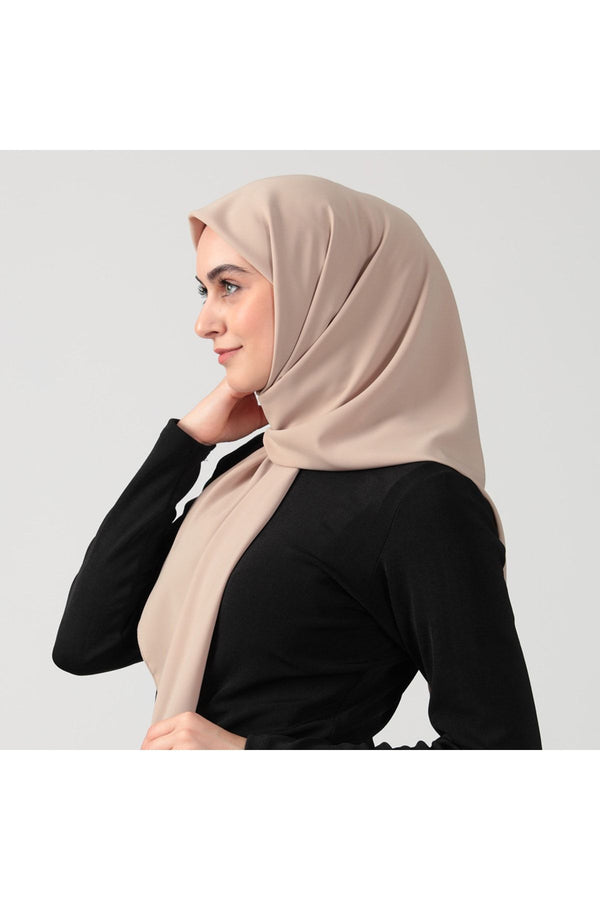 Medine İpeği Eşarp 110 x 110 cm - Koyu Bej