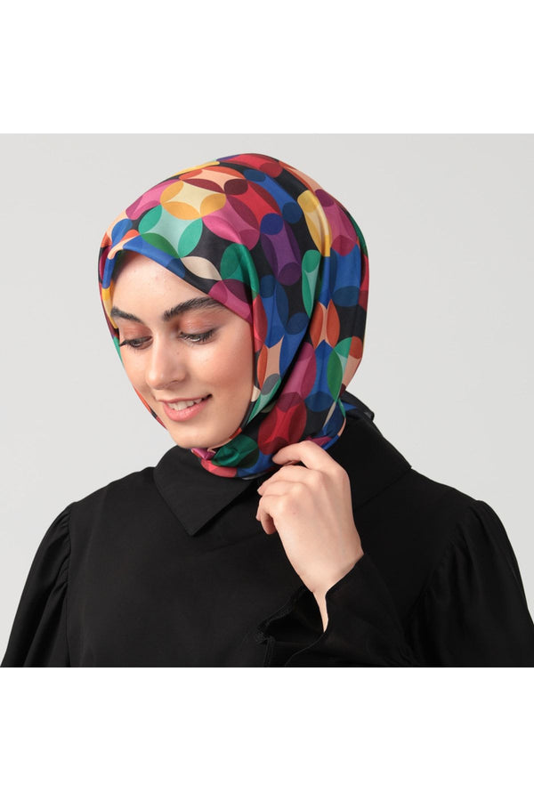 Pamuk Ipek Eşarp - Ring Desen - Renkli