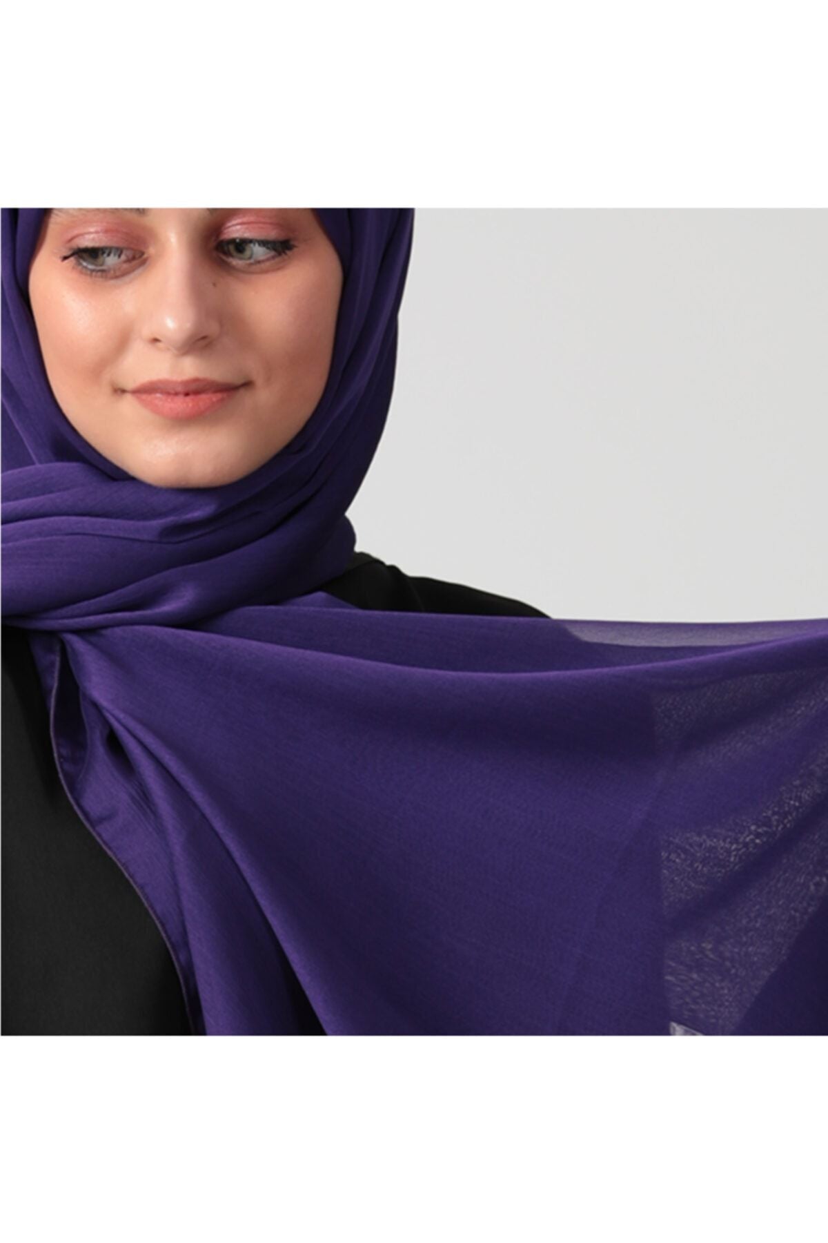 Janjanlı Şifon Şal - Morcivert