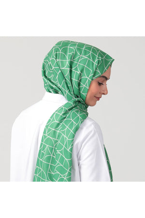 Pamuk İpek Şal - Geometrik Desen - Benetton