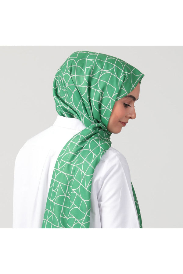 Pamuk İpek Şal - Geometrik Desen - Benetton