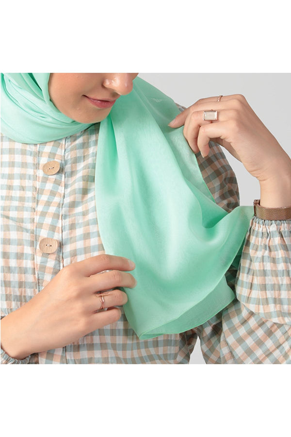 Janjanlı Şifon Şal - Mint
