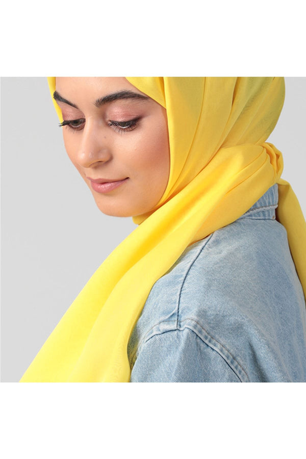 Janjanlı Şifon Şal - Yellow