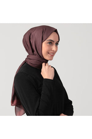 Pamuk Ipek Şal - Düz Renk Şal - Koyu Kahve