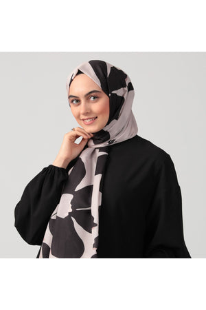Pamuk İpek Şal - Açelya Desen - Vizon