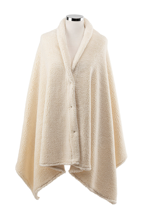 Çıtçıtlı Premium Omuz Şalı Panço - Bej