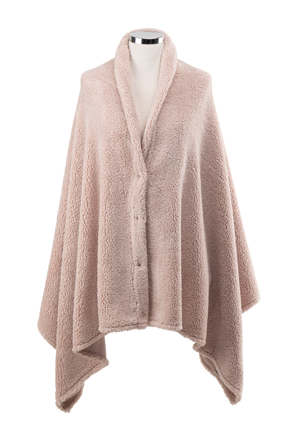 Çıtçıtlı Premium Omuz Şalı Panço - Pudra