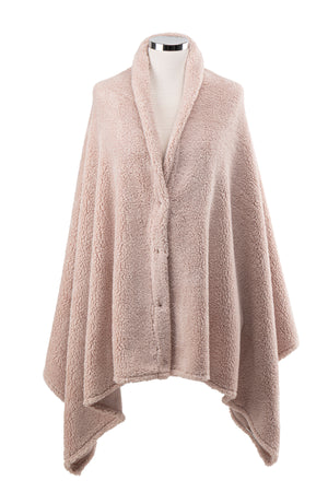 Çıtçıtlı Premium Omuz Şalı Panço - Pudra