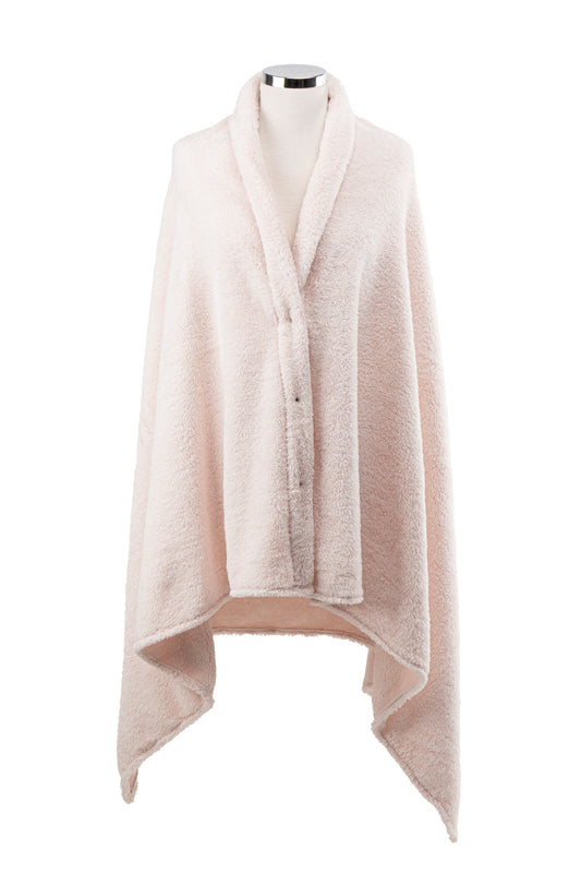 Çıtçıtlı Premium Omuz Şalı Panço - Açık Pudra