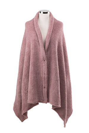 Çıtçıtlı Premium Omuz Şalı Panço - Gül Kurusu