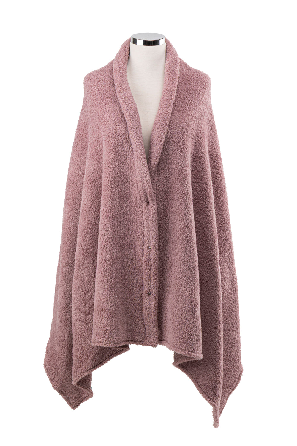 Çıtçıtlı Premium Omuz Şalı Panço - Gül Kurusu