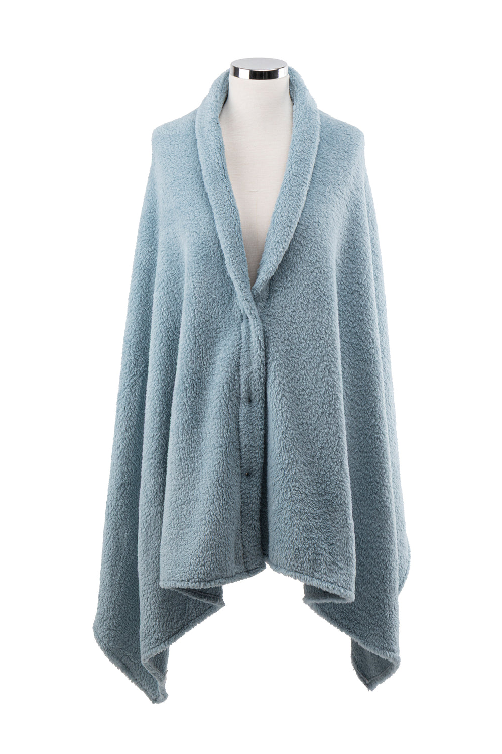 Çıtçıtlı Premium Omuz Şalı Panço - Mavi