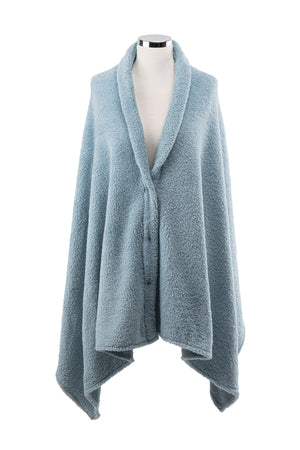 Çıtçıtlı Premium Omuz Şalı Panço - Mavi