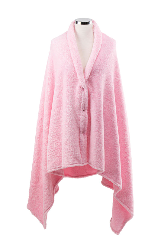 Çıtçıtlı Premium Omuz Şalı Panço - Pembe