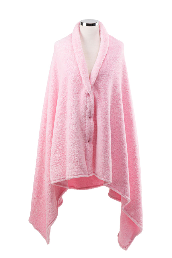 Çıtçıtlı Premium Omuz Şalı Panço - Pembe