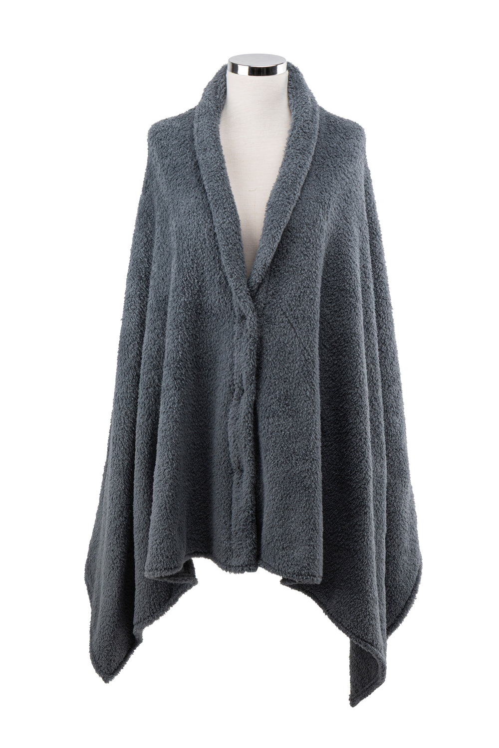 Çıtçıtlı Premium Omuz Şalı Panço - Füme