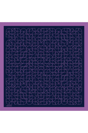 Pamuk Ipek Eşarp - Geometrik Desen - Mor