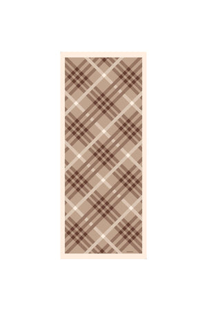 Pamuk Ipek Şal - Ekose Desen - Kahverengi