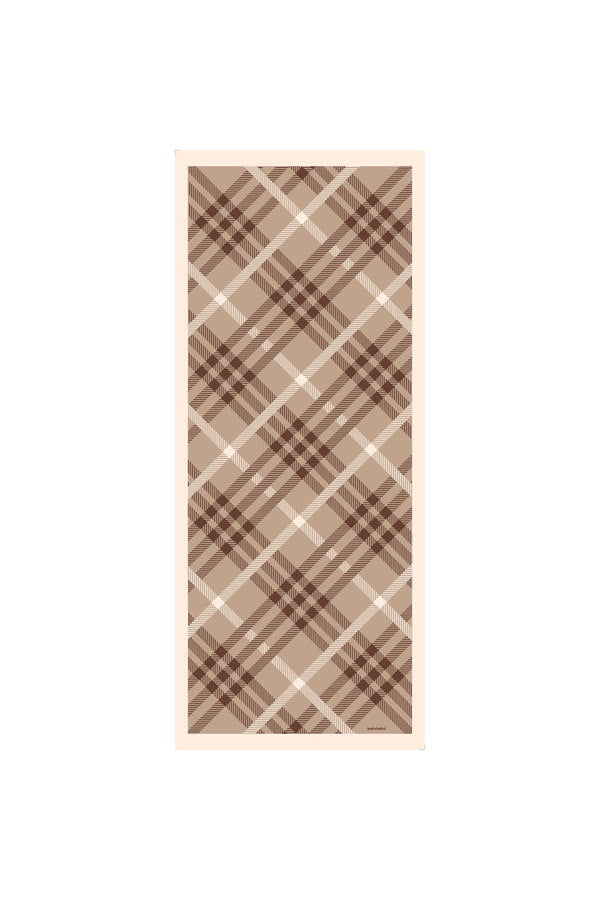 Pamuk Ipek Şal - Ekose Desen - Kahverengi