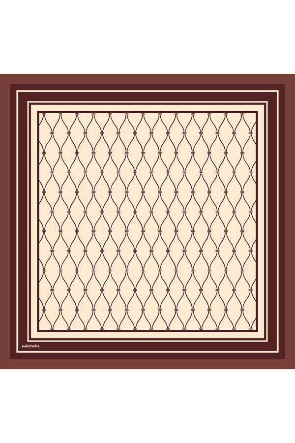 Pamuk Ipek Eşarp - Dalga Desen - Latte