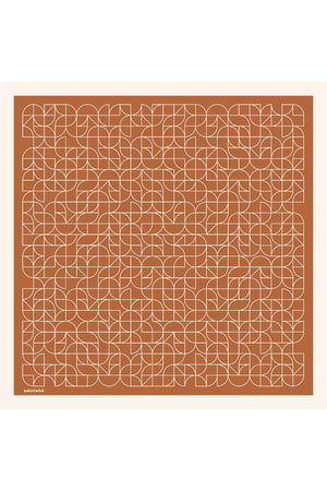 Pamuk Ipek Eşarp - Geometrik Desen - Tarçın