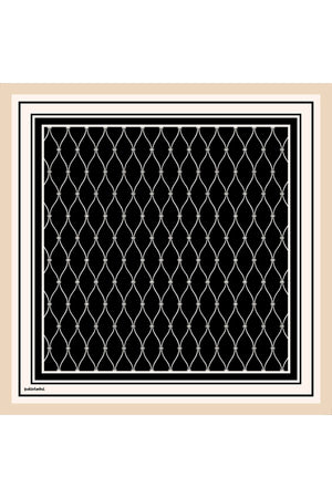 Pamuk Ipek Eşarp - Dalga Desen - Siyah