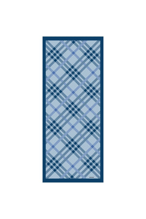 Pamuk Ipek Şal - Ekose Desen - Indigo