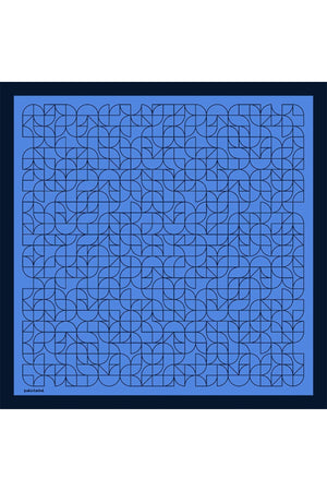 Pamuk İpek Eşarp - Geometrik Desen - İndigo