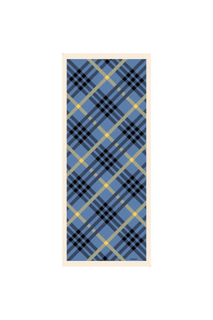 Pamuk Ipek Şal - Ekose Desen - Mavi