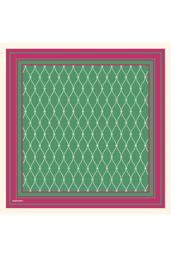 Pamuk Ipek Eşarp - Dalga Desen - Fıstık