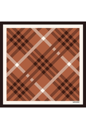 Pamuk İpek Eşarp - Ekose Desen - Kiremit